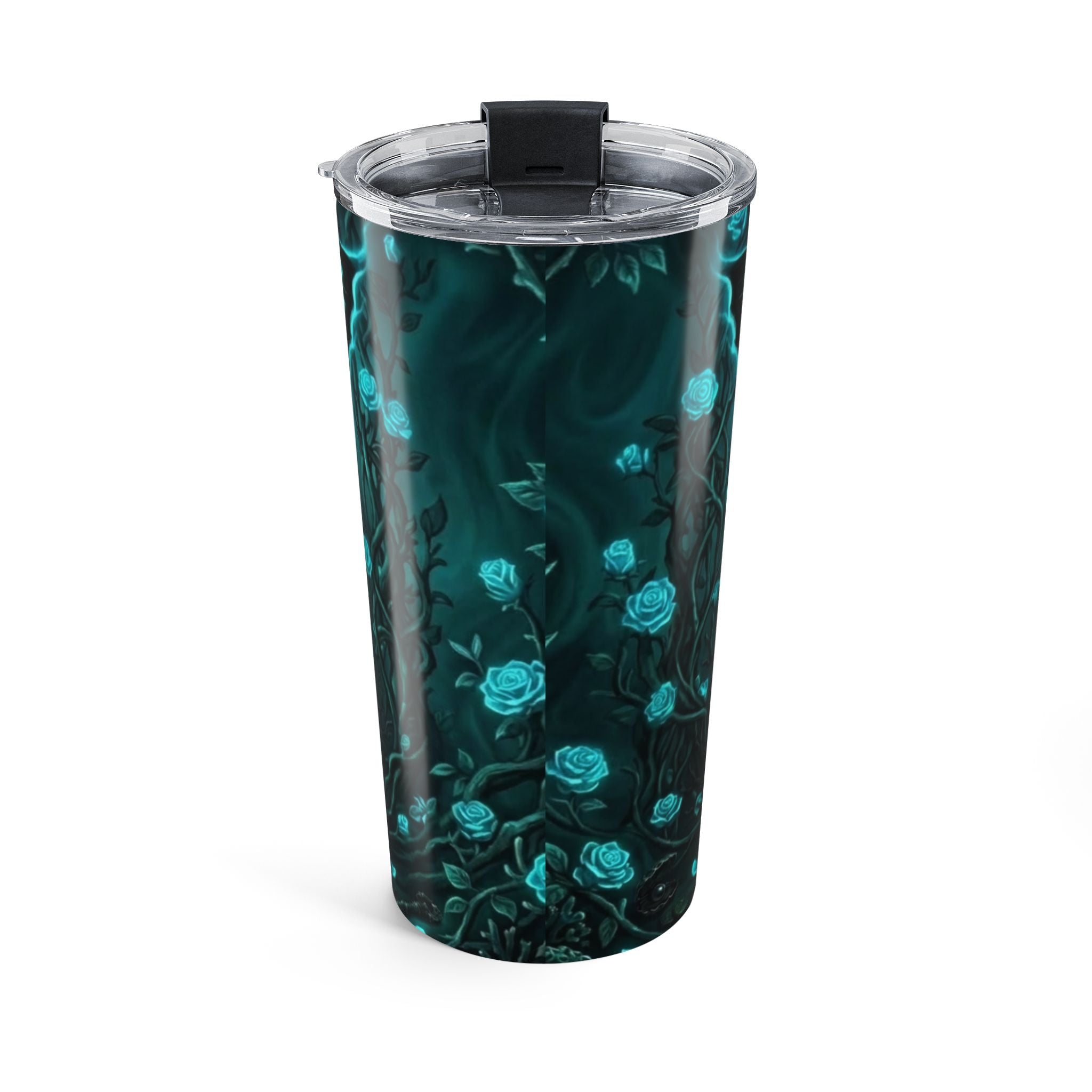 Teal Gothic Butterfly 20oz Tumbler — Dark Floral Insulated Travel Mug