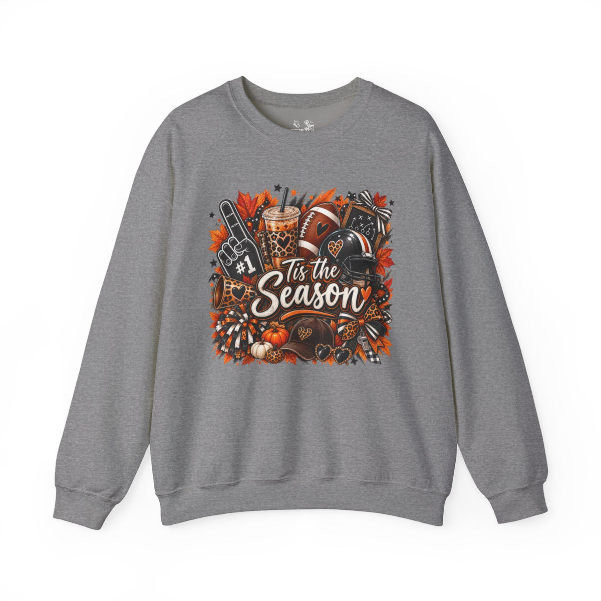 Tis the Season Fall Sweatshirt - Cozy Autumn Leaves & Football Crewneck