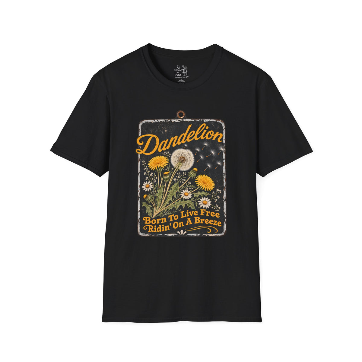 Dandelion Tee — "Born To Live Free, Ridin' On A Breeze" Vintage Floral T-Shirt
