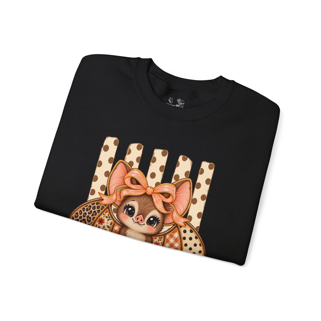 Cute Bat Crewneck Sweatshirt — Kawaii Bat with Bow Graphic