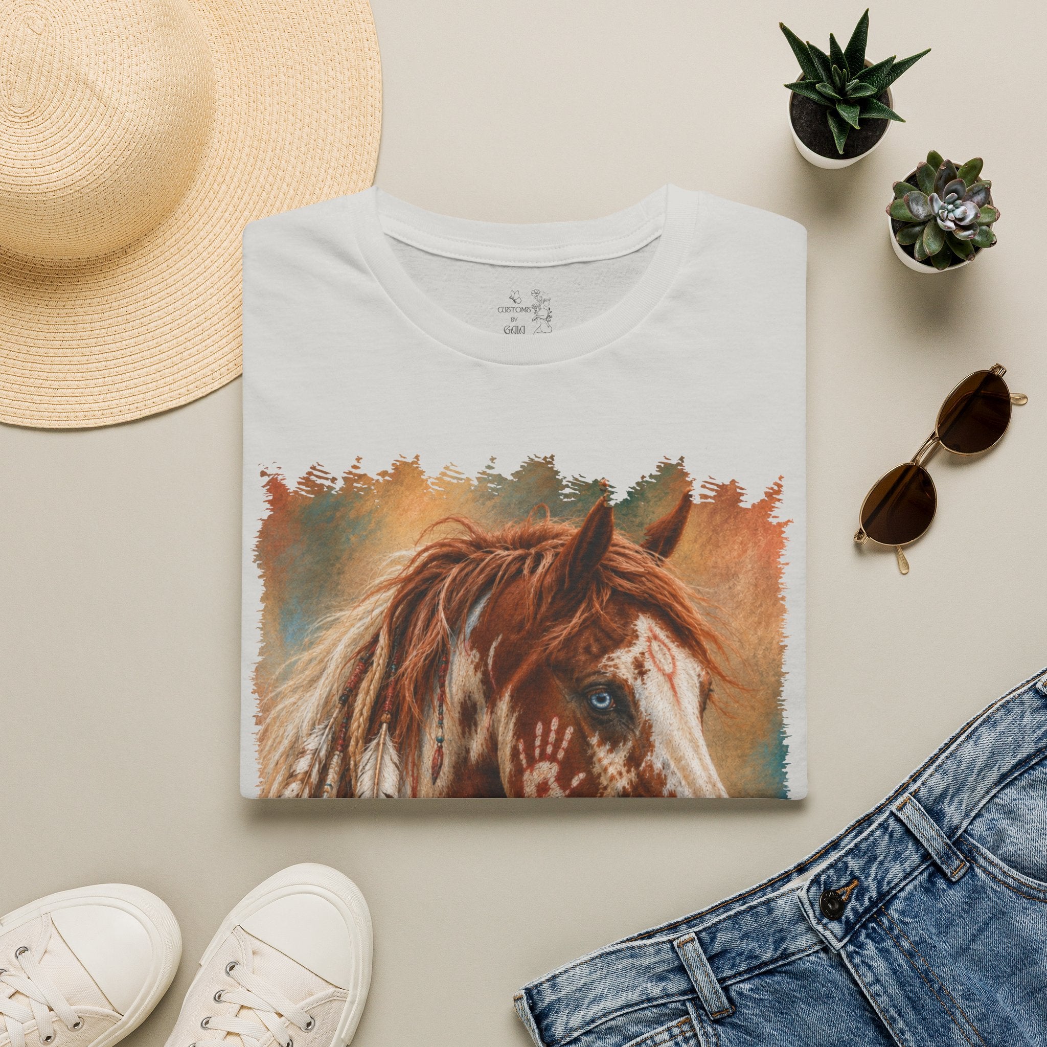 Horse Portrait T-Shirt — Blue-Eyed Paint Horse Art Tee