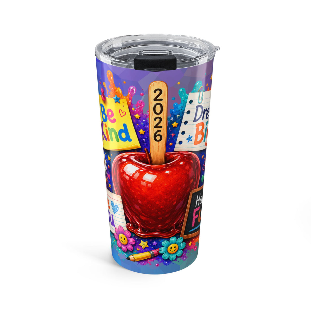 Teacher Appreciation 20oz Tumbler — '2026' Apple & Be Kind Classroom Travel Mug