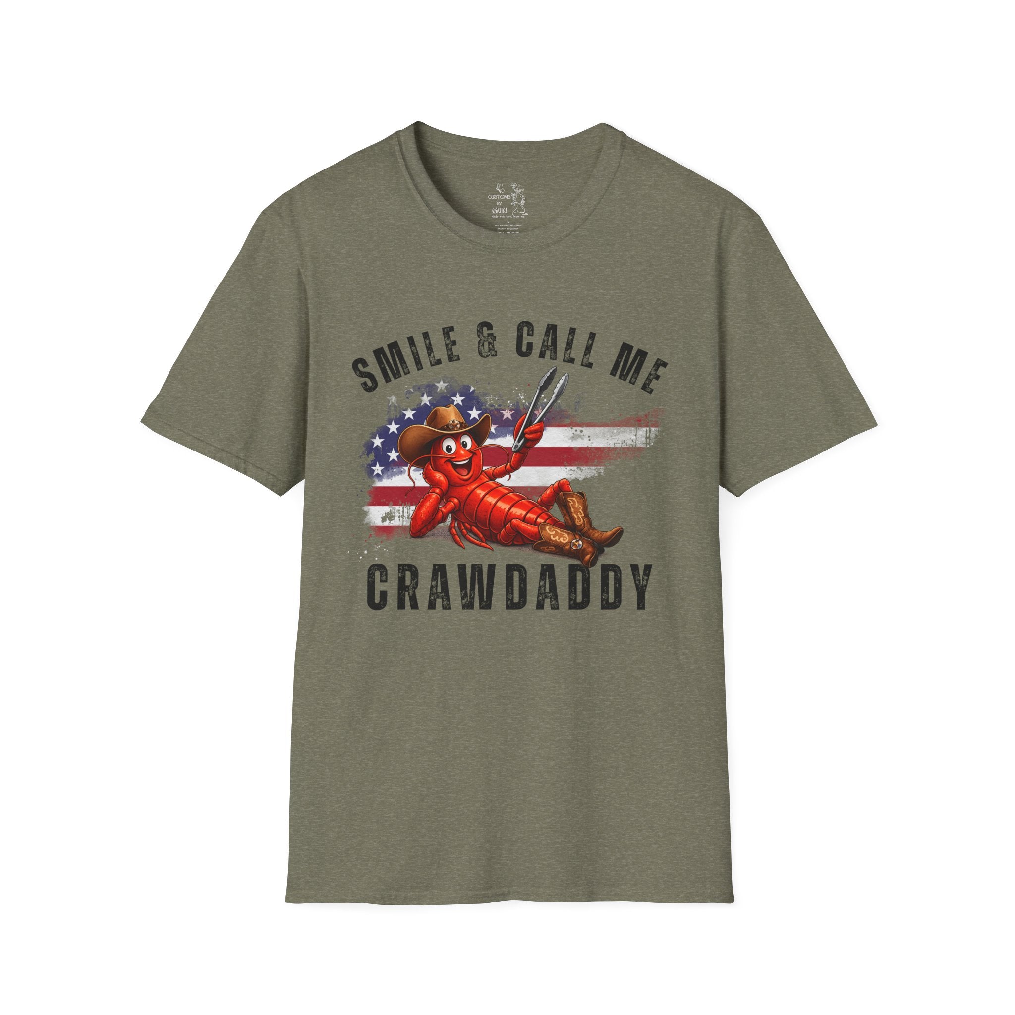 Crawfish T-Shirt — "Smile & Call Me Crawdaddy" Patriotic Cajun Tee