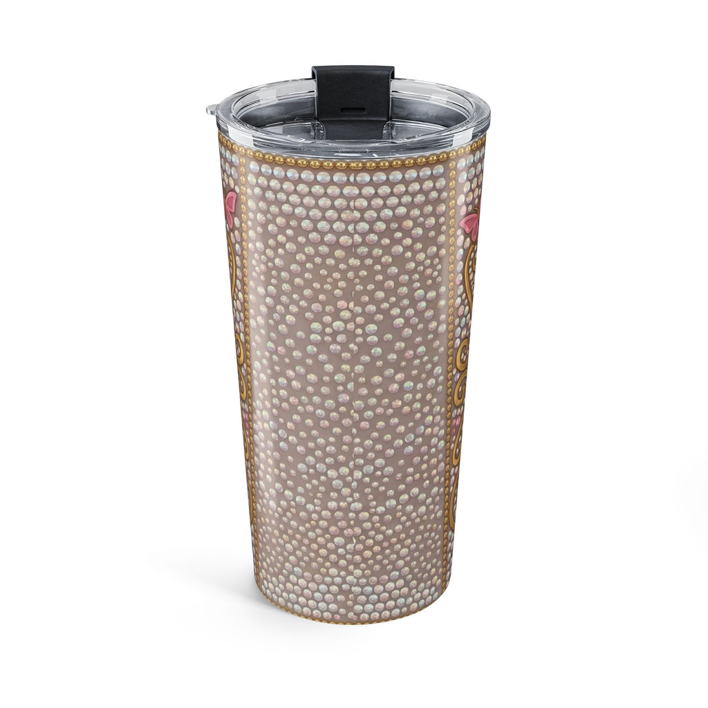 20oz Tumbler - "Cup of Ambition" Inspirational Travel Mug, Pink Rhinestone Motivational Drinkware