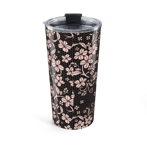 20oz Floral Lace Tumbler - Pink Rose Pattern Travel Cup