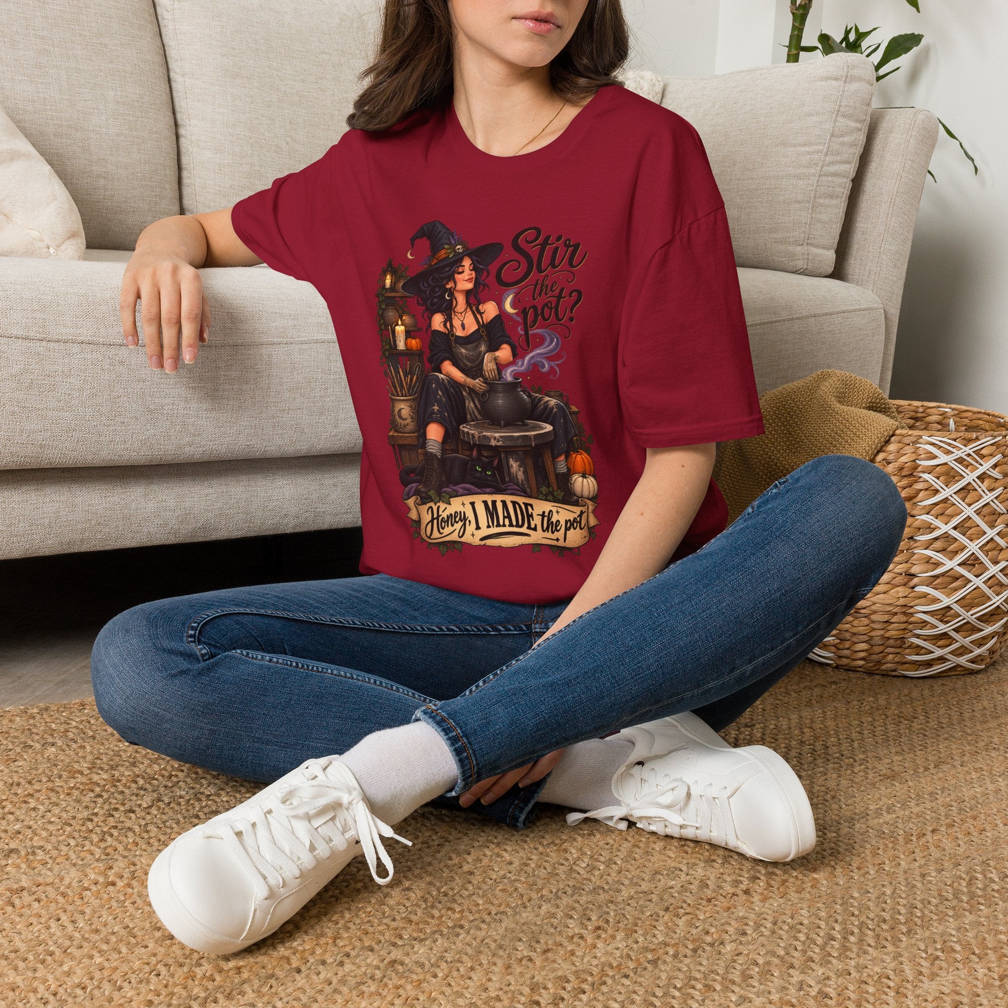 Stir the Pot Witch T-Shirt — Vintage Witch Cauldron Graphic Tee