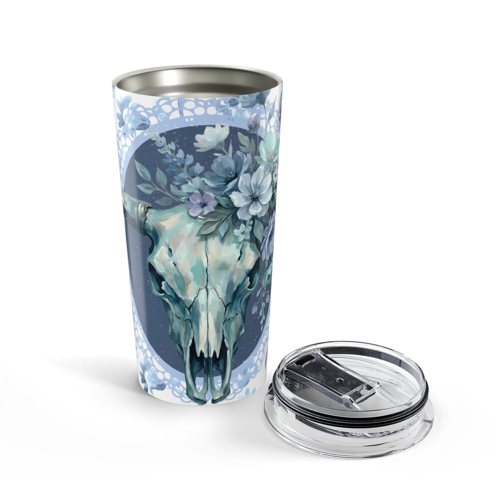 20oz Floral Bull Skull Tumbler — Southwestern Floral Travel Cup