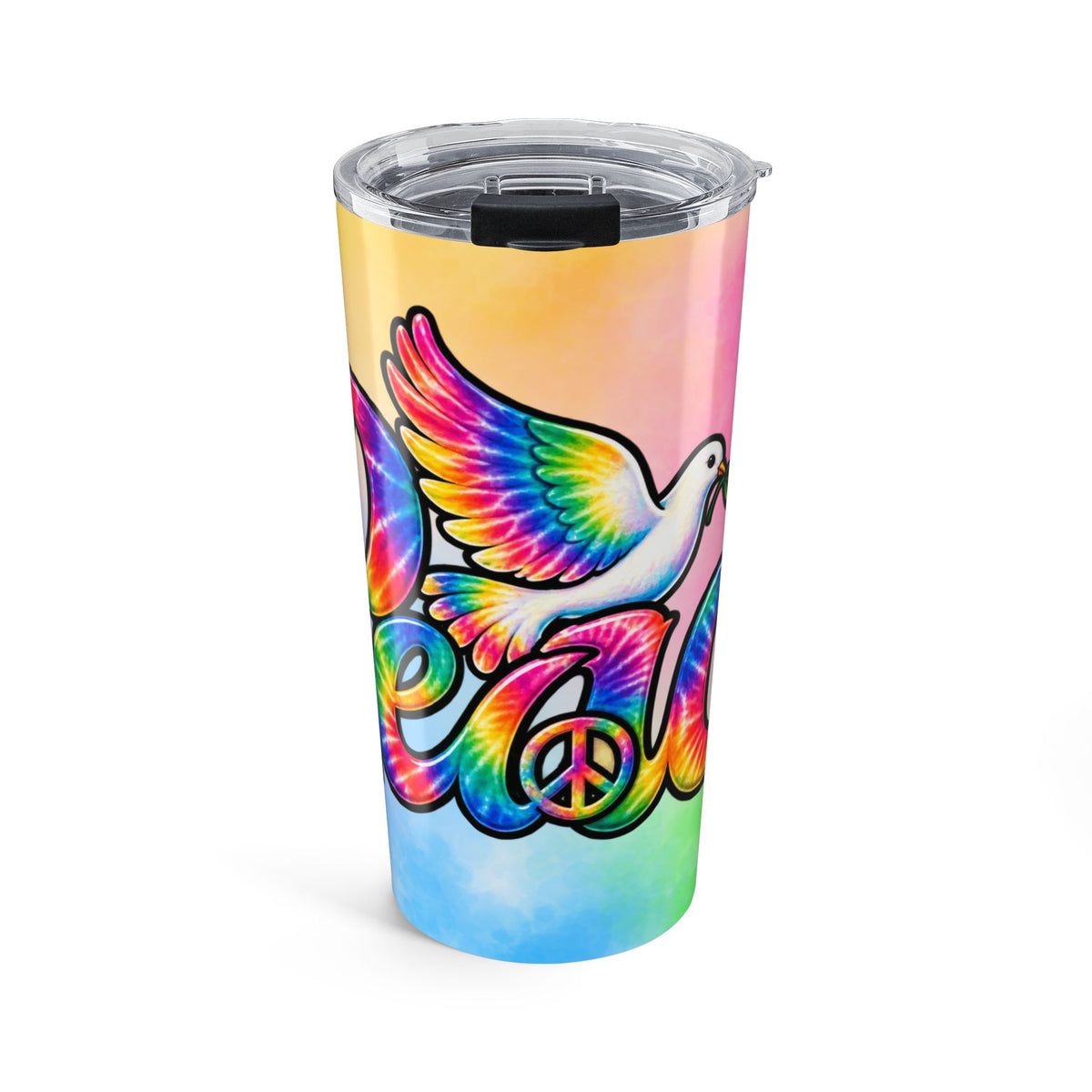 20oz Rainbow Dove Tumbler — Peace Sign & Daisy Travel Cup