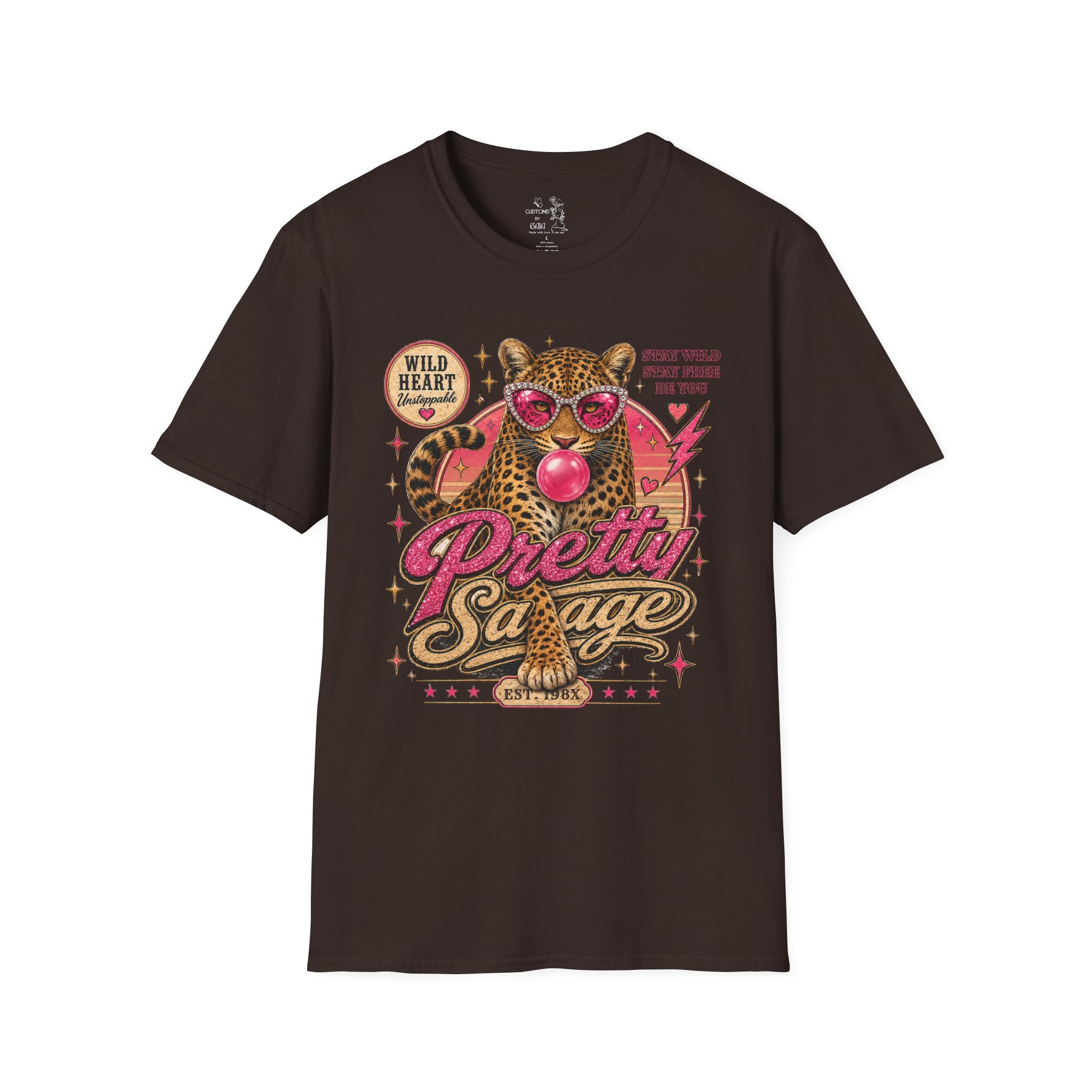 Leopard 'Pretty Savage' Graphic T-Shirt — Retro Wild Heart Design