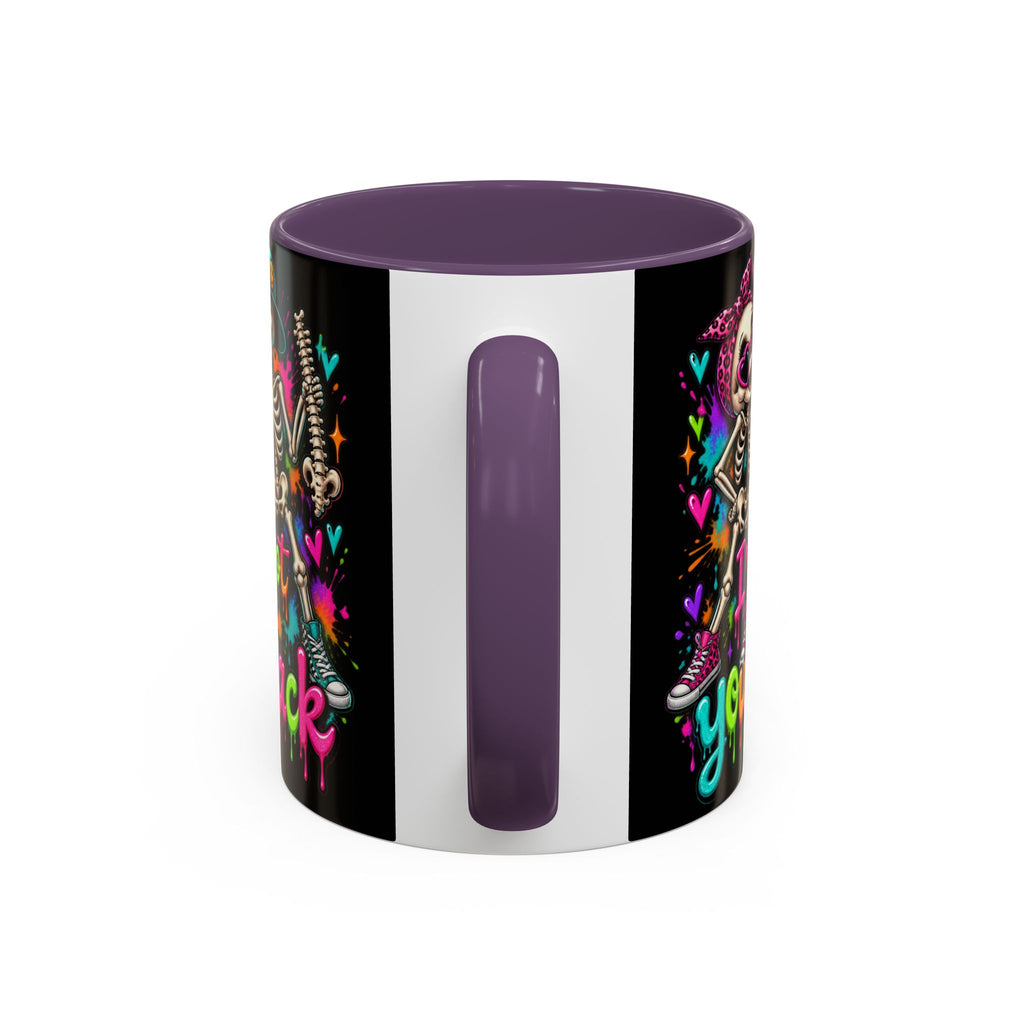 "I’ve Got Your Back" Skeleton Coffee Mug — Colorful Gothic Accent 11/15oz