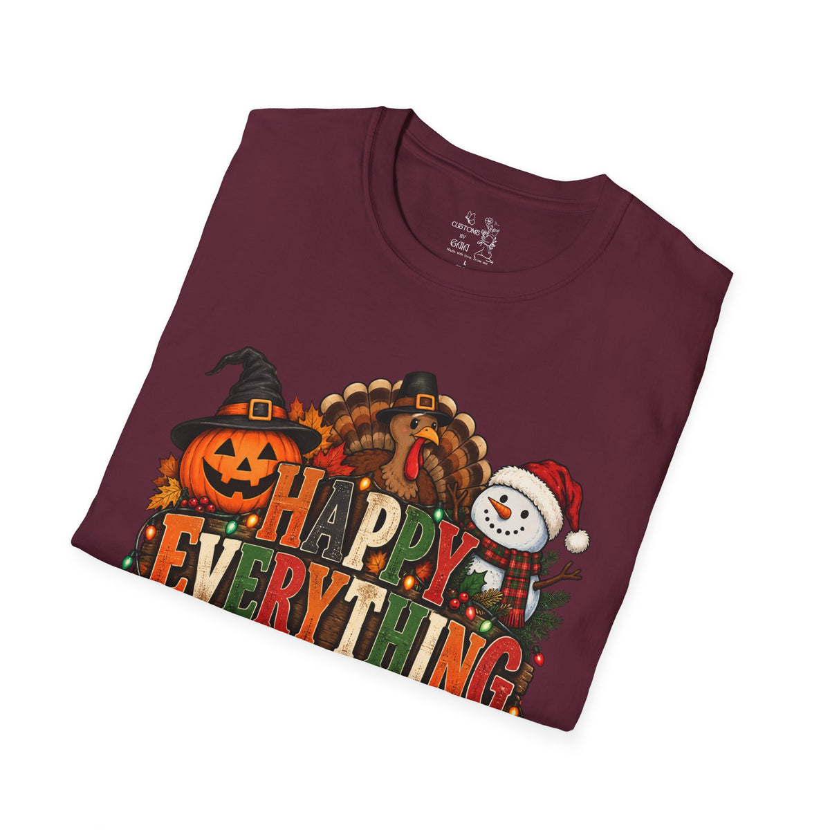 Holiday 'Happy Everything' T-Shirt — Thanksgiving, Halloween & Christmas Graphic Tee