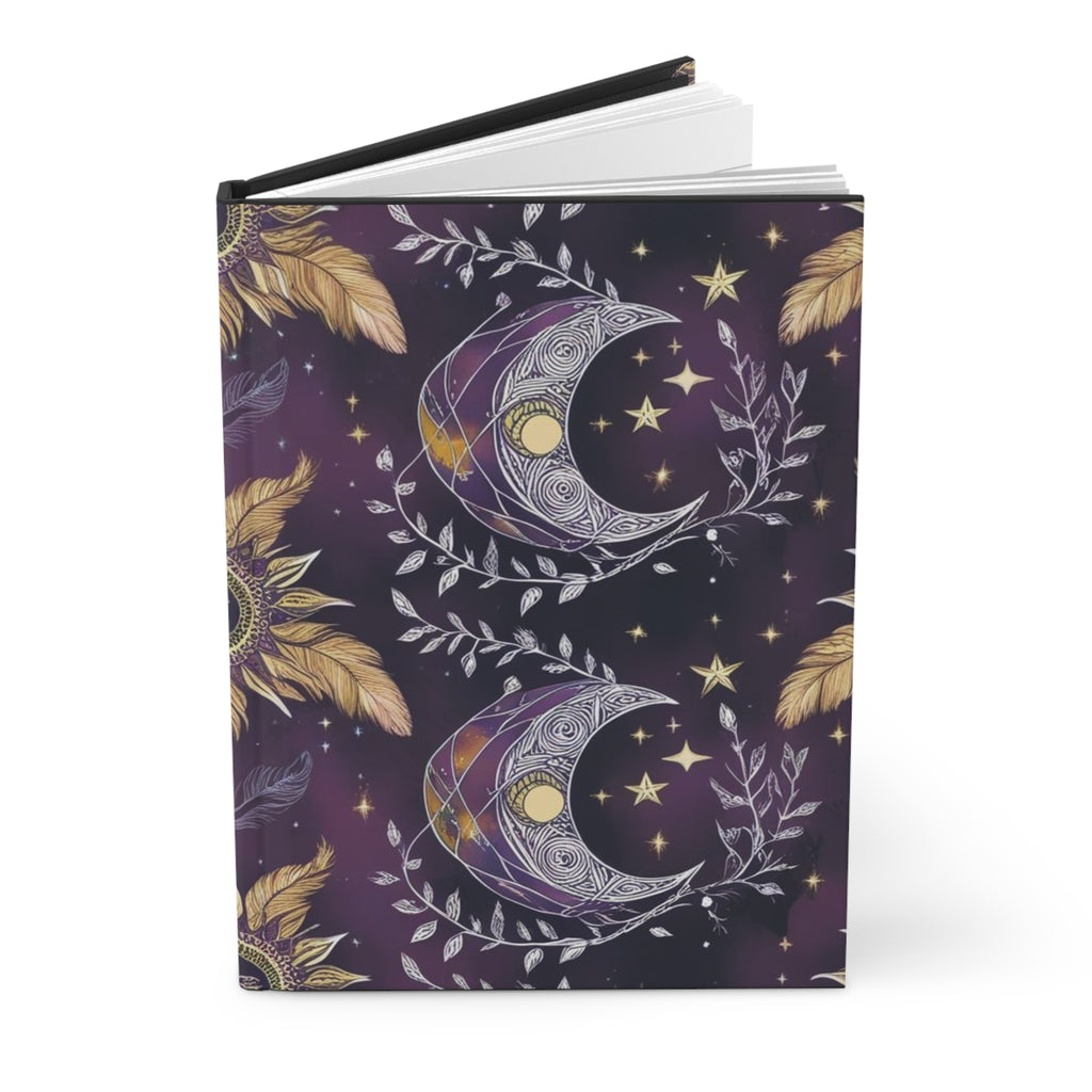 Moon & Sun Hardcover Journal — Celestial Boho Notebook for Astrology, Dreaming & Gratitude