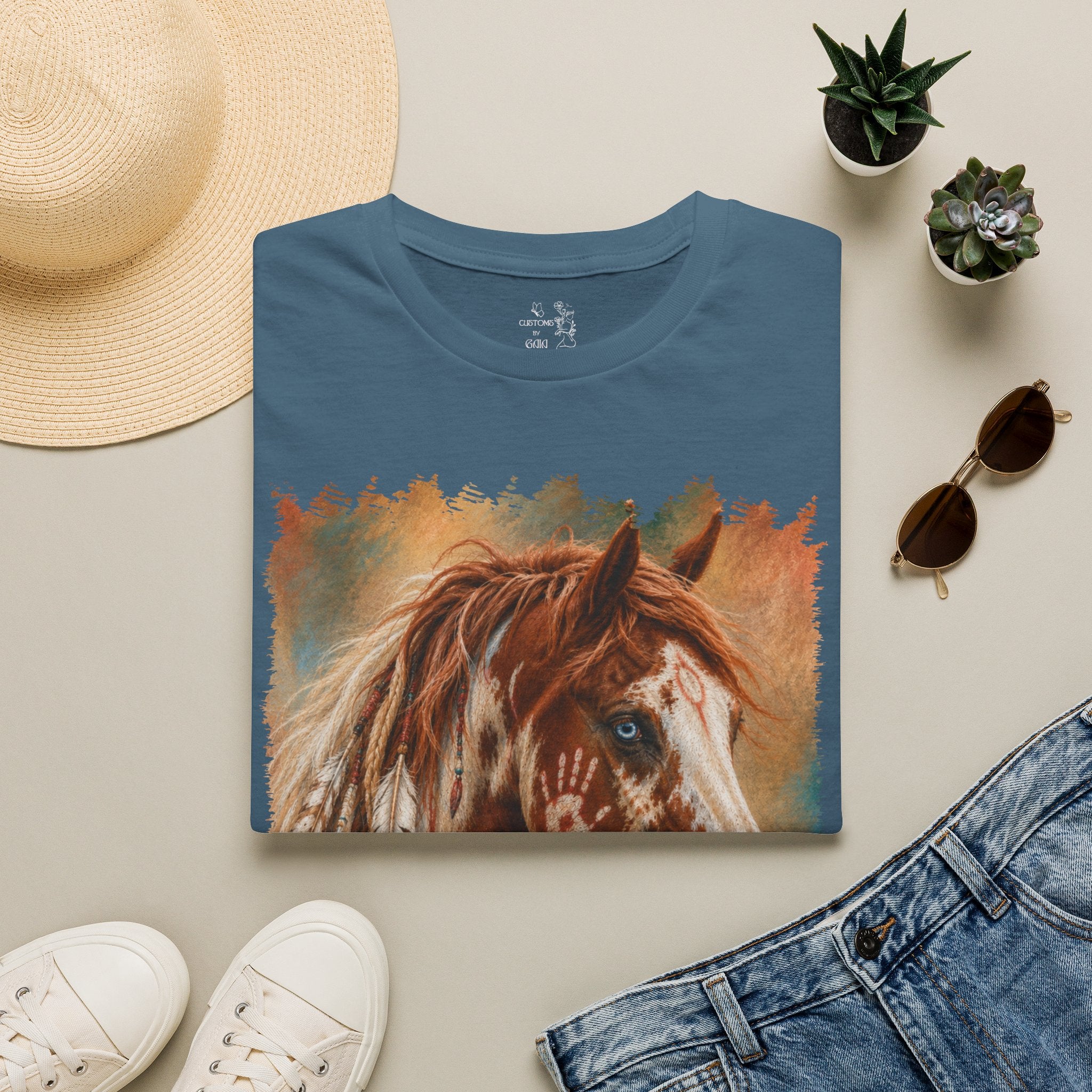 Horse Portrait T-Shirt — Blue-Eyed Paint Horse Art Tee
