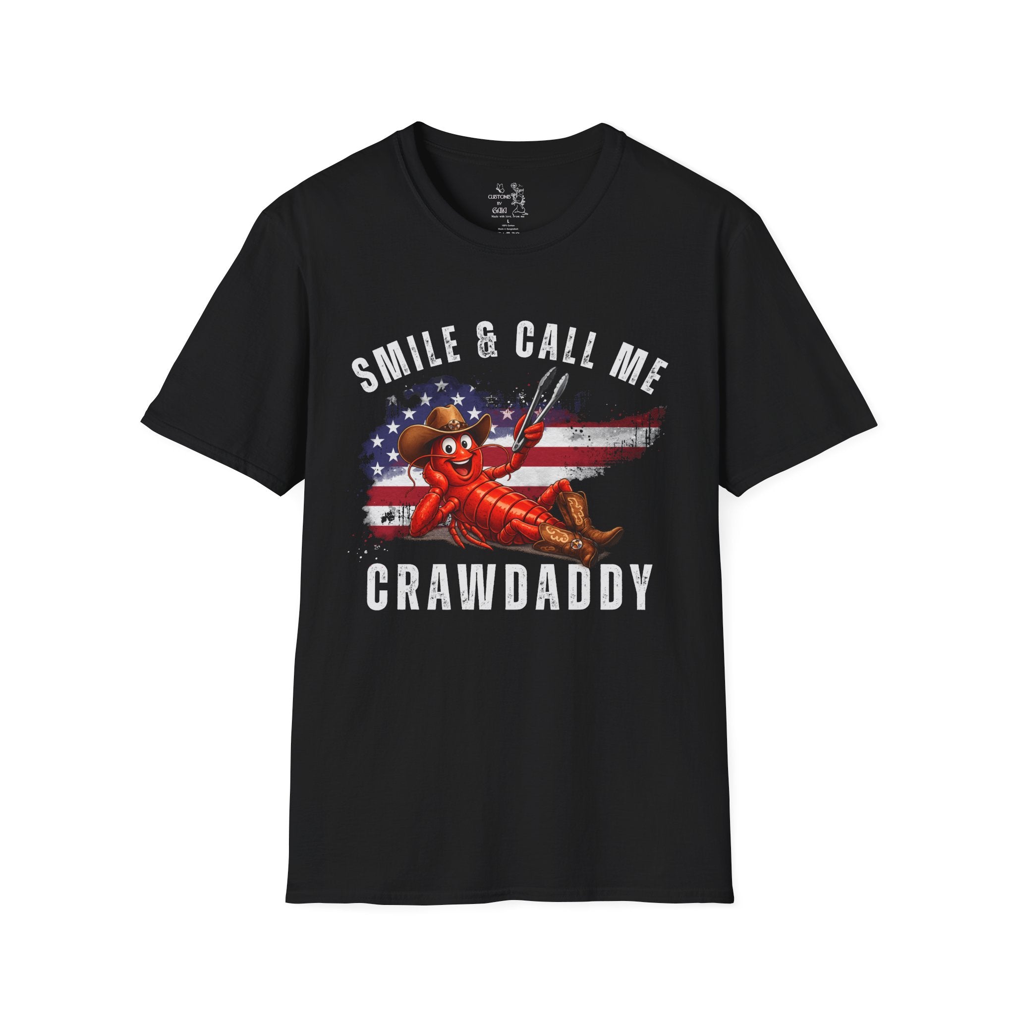 Crawfish T-Shirt — "Smile & Call Me Crawdaddy" Patriotic Cajun Tee