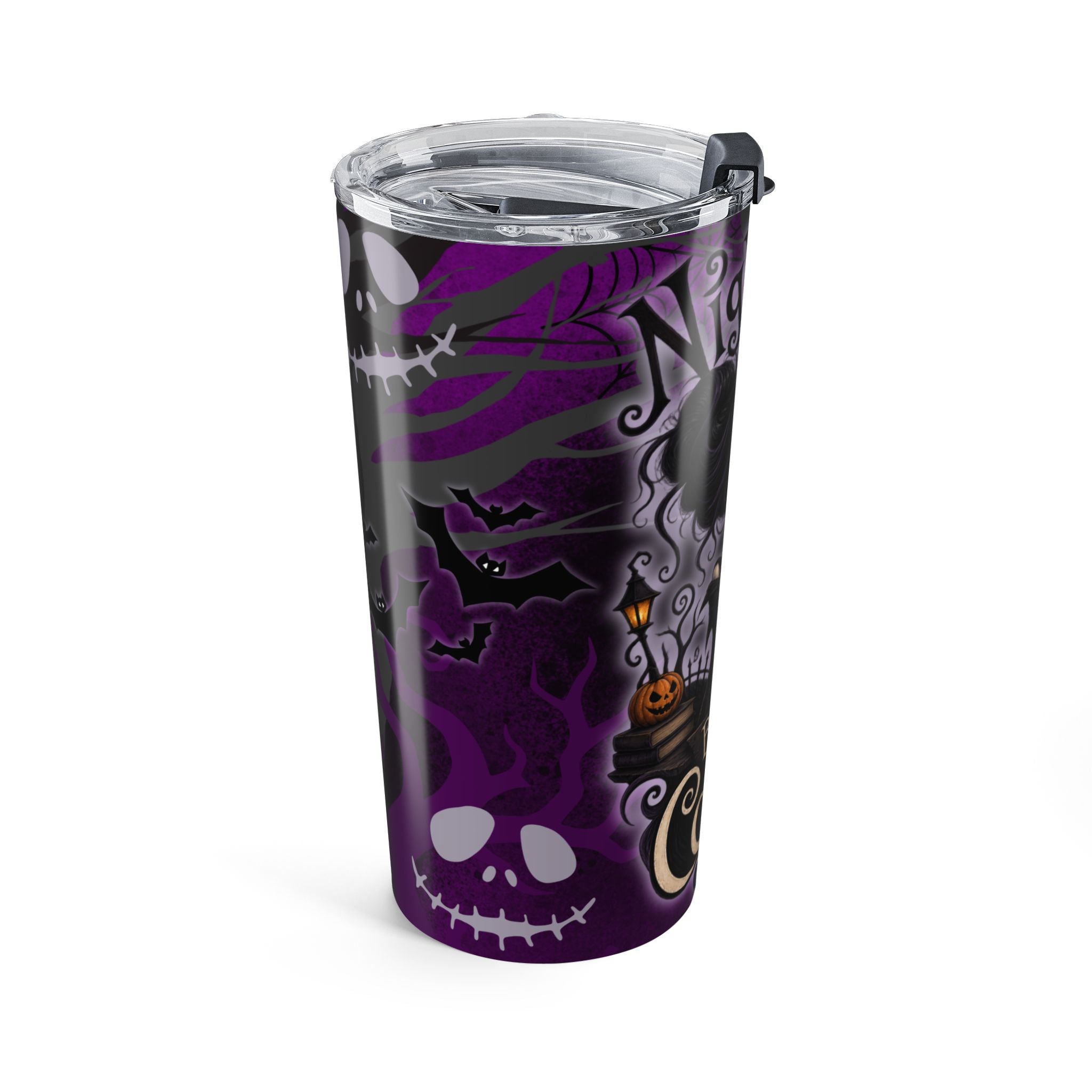 20oz Tumbler — "Nightmare Before Coffee" Halloween Skull Travel Mug