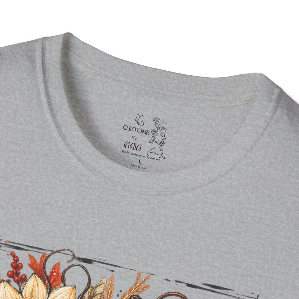 Pumpkin & Sunflower Fall T-Shirt — Plaid Pumpkin Autumn Graphic Tee