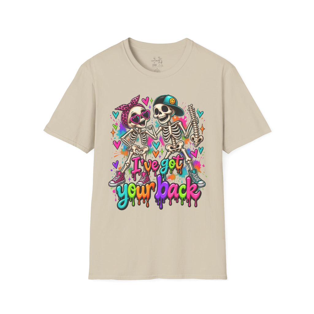T-Shirt — Colorful Skeleton 'I've Got Your Back' Friend Graphic Tee