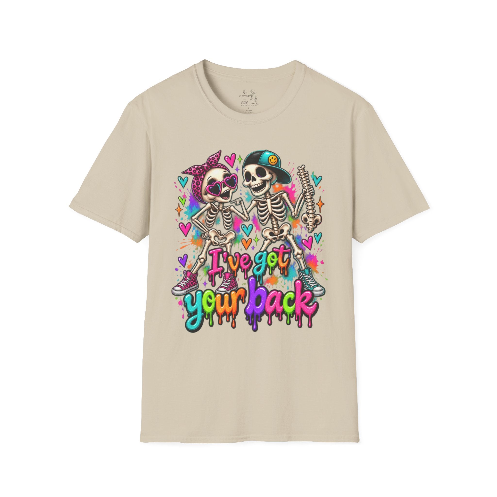 T-Shirt — Colorful Skeleton 'I've Got Your Back' Friend Graphic Tee