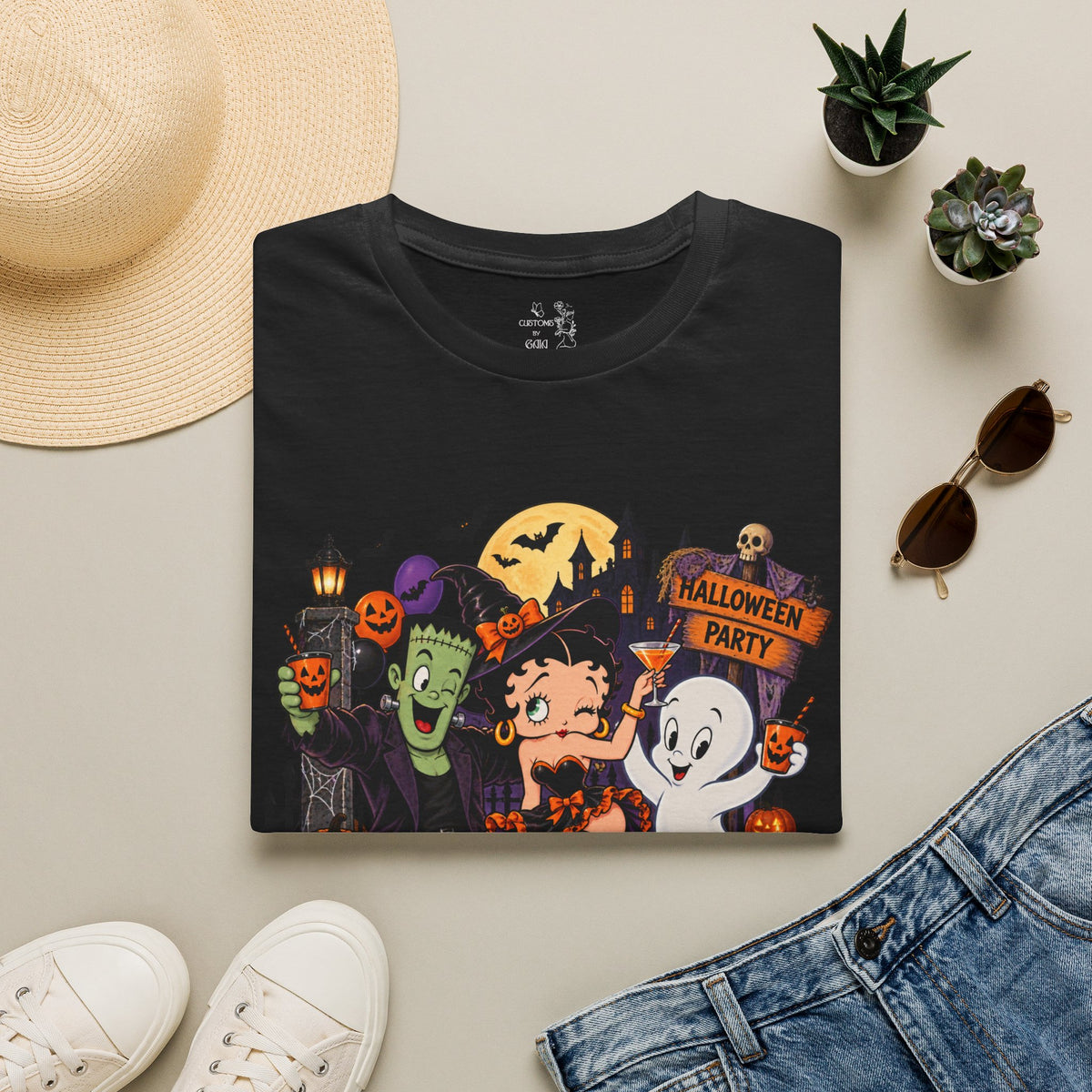 Halloween Party T‑Shirt — Betty Boop & Classic Cartoon Ghosts Costume Tee