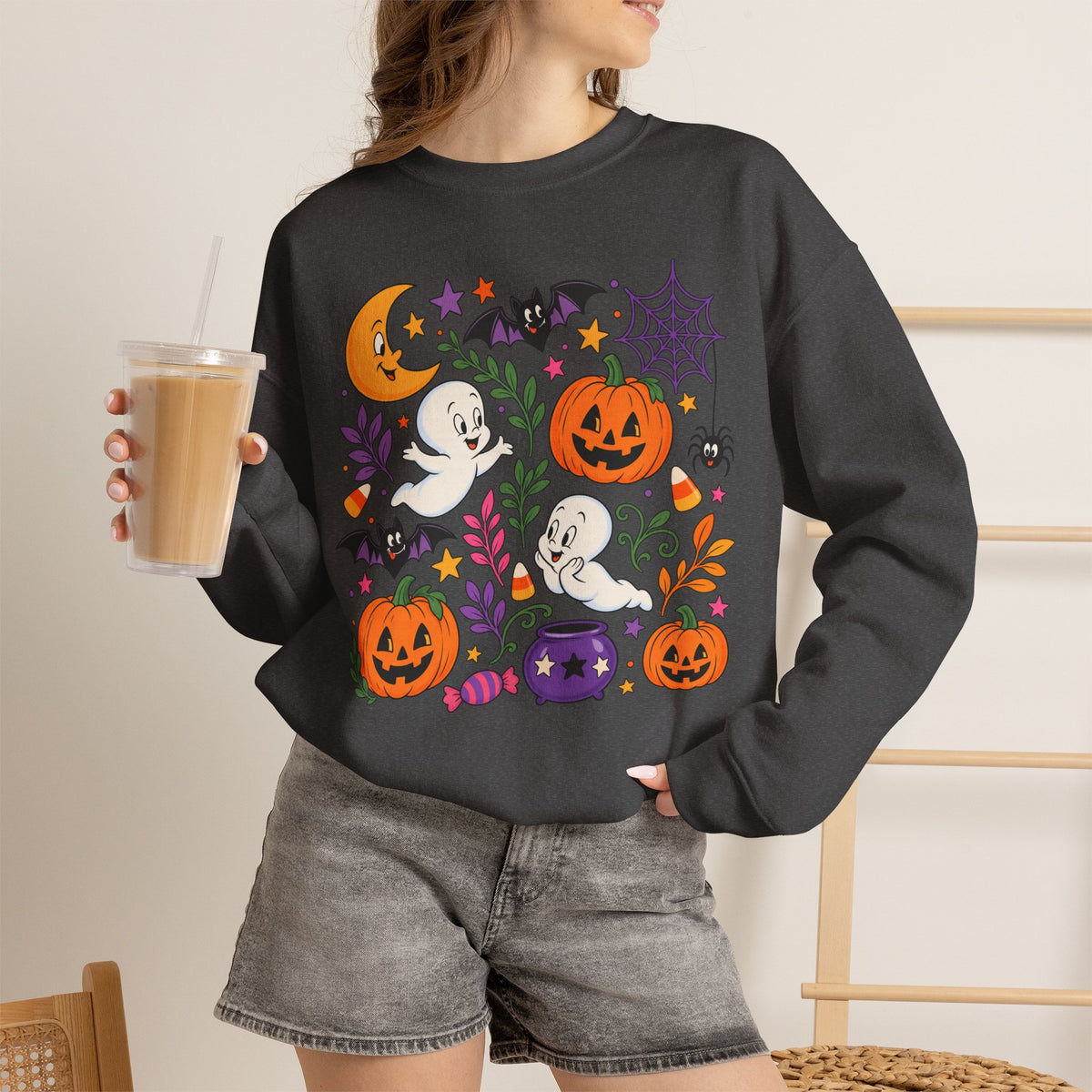 Halloween Ghosts & Pumpkins Crewneck Sweatshirt