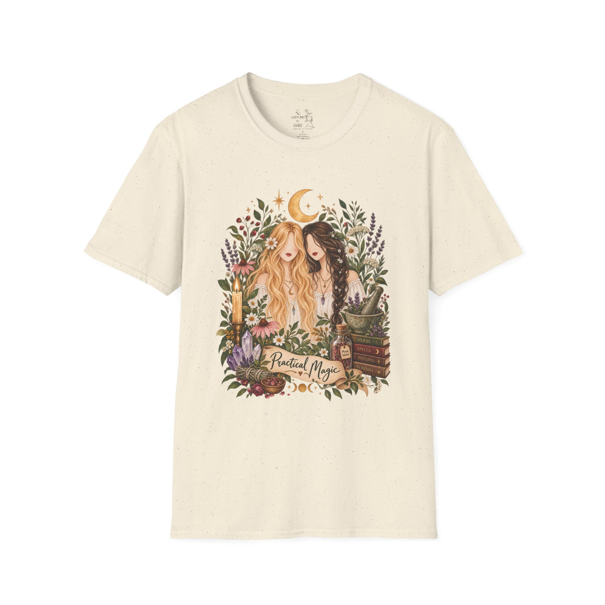Witchy Sisters T-Shirt – 'Practical Magic' Boho Moon Witch Illustration