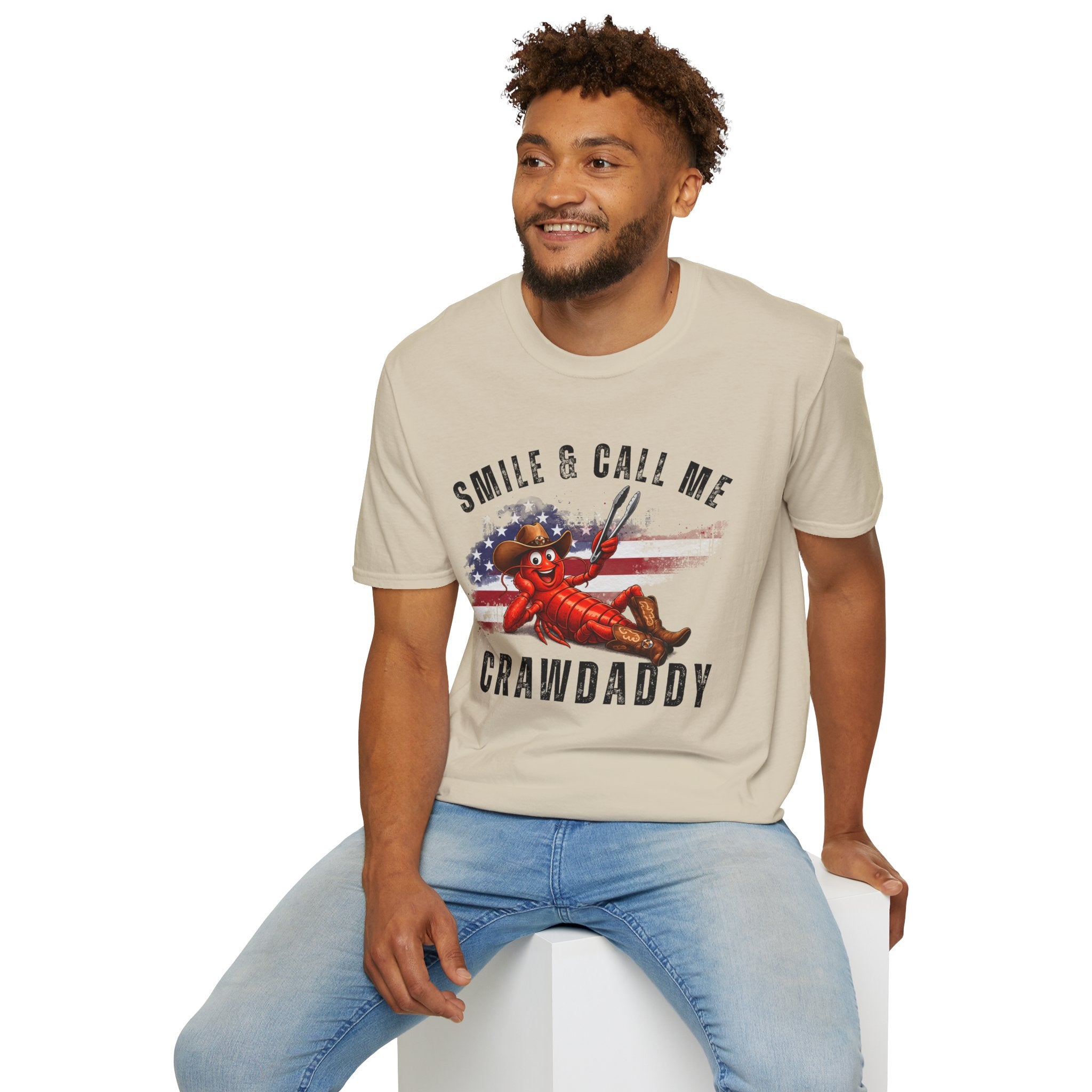 Crawfish T-Shirt — "Smile & Call Me Crawdaddy" Patriotic Cajun Tee