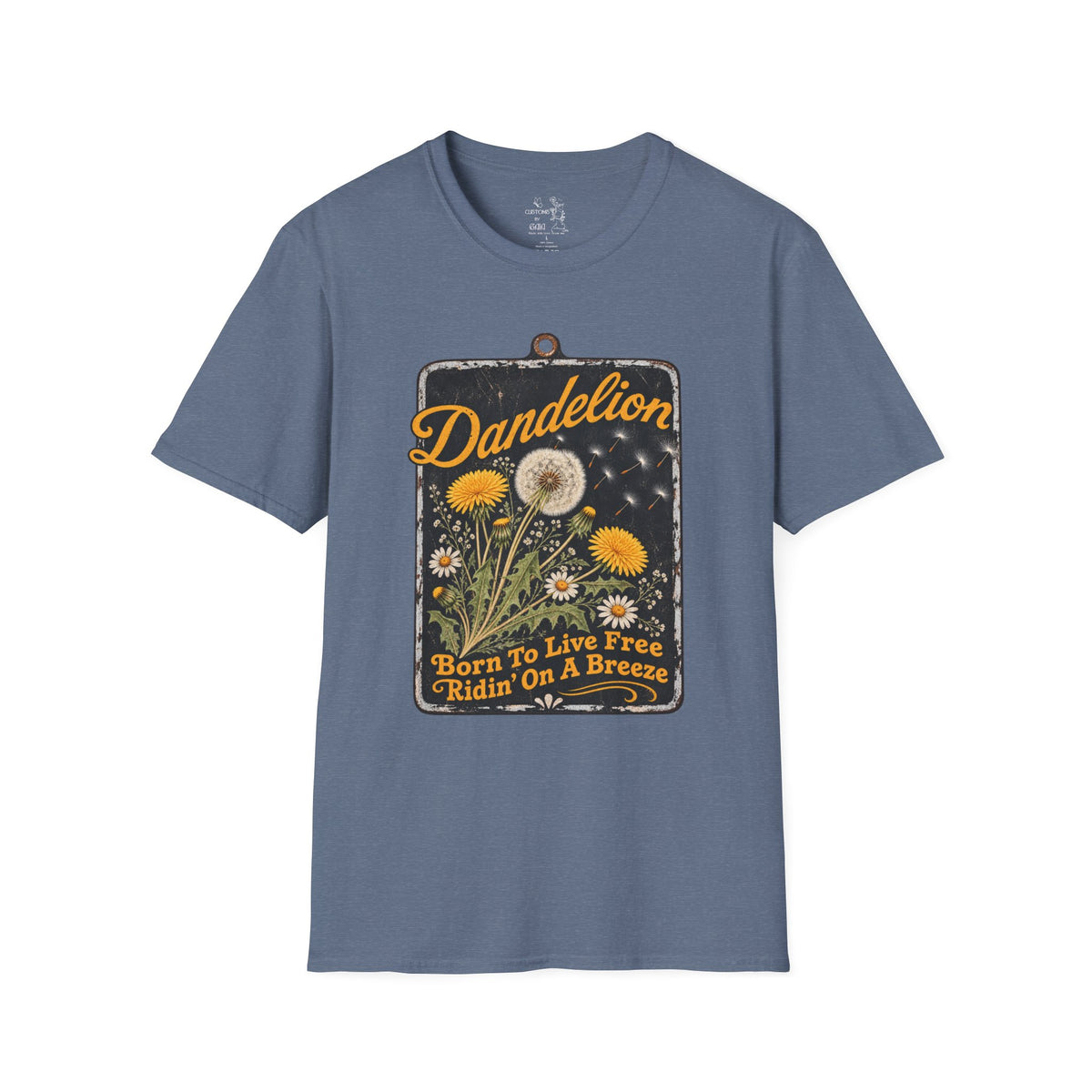 Dandelion Tee — "Born To Live Free, Ridin' On A Breeze" Vintage Floral T-Shirt