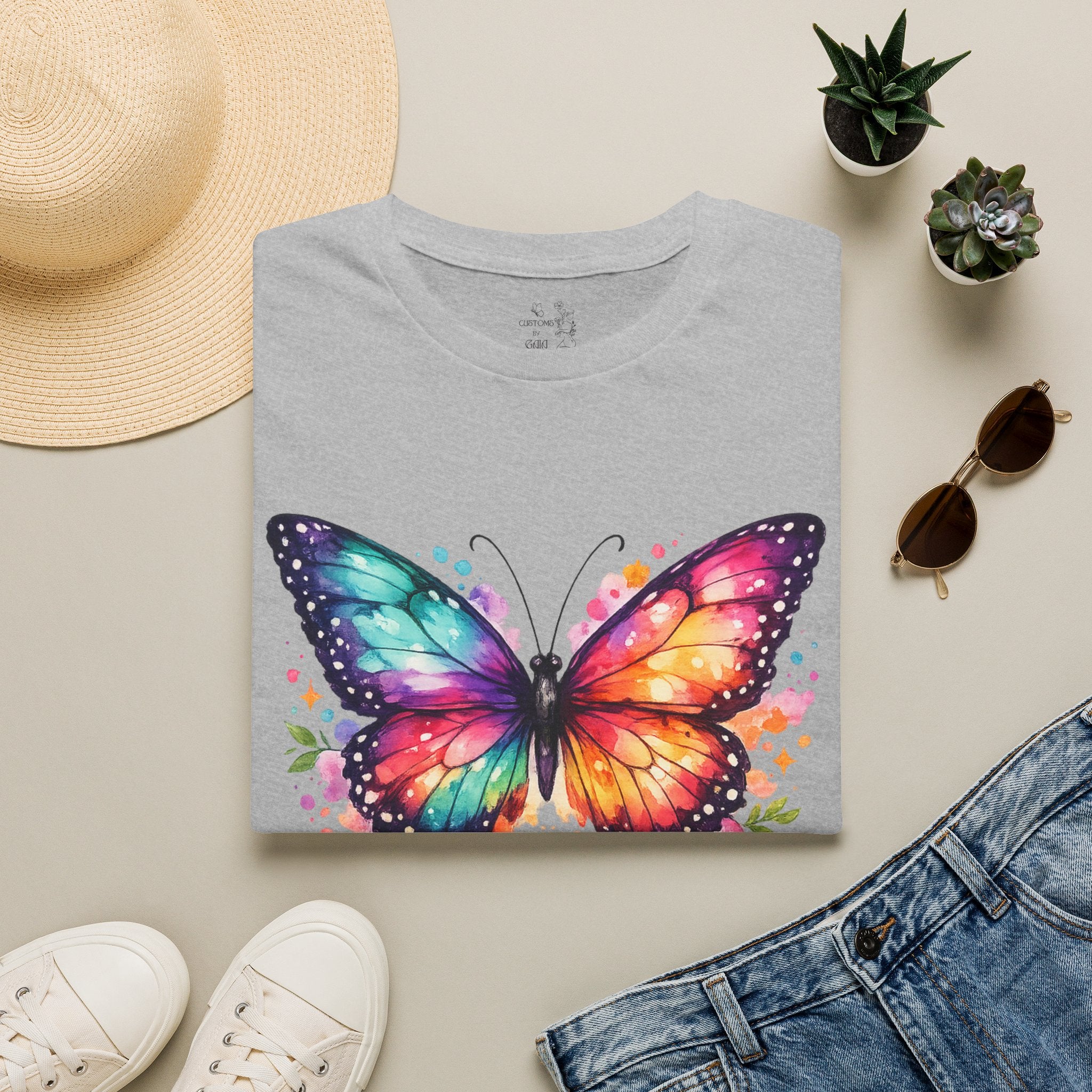 Butterfly "Let It Be" T-Shirt — Colorful Watercolor Wings Graphic Tee