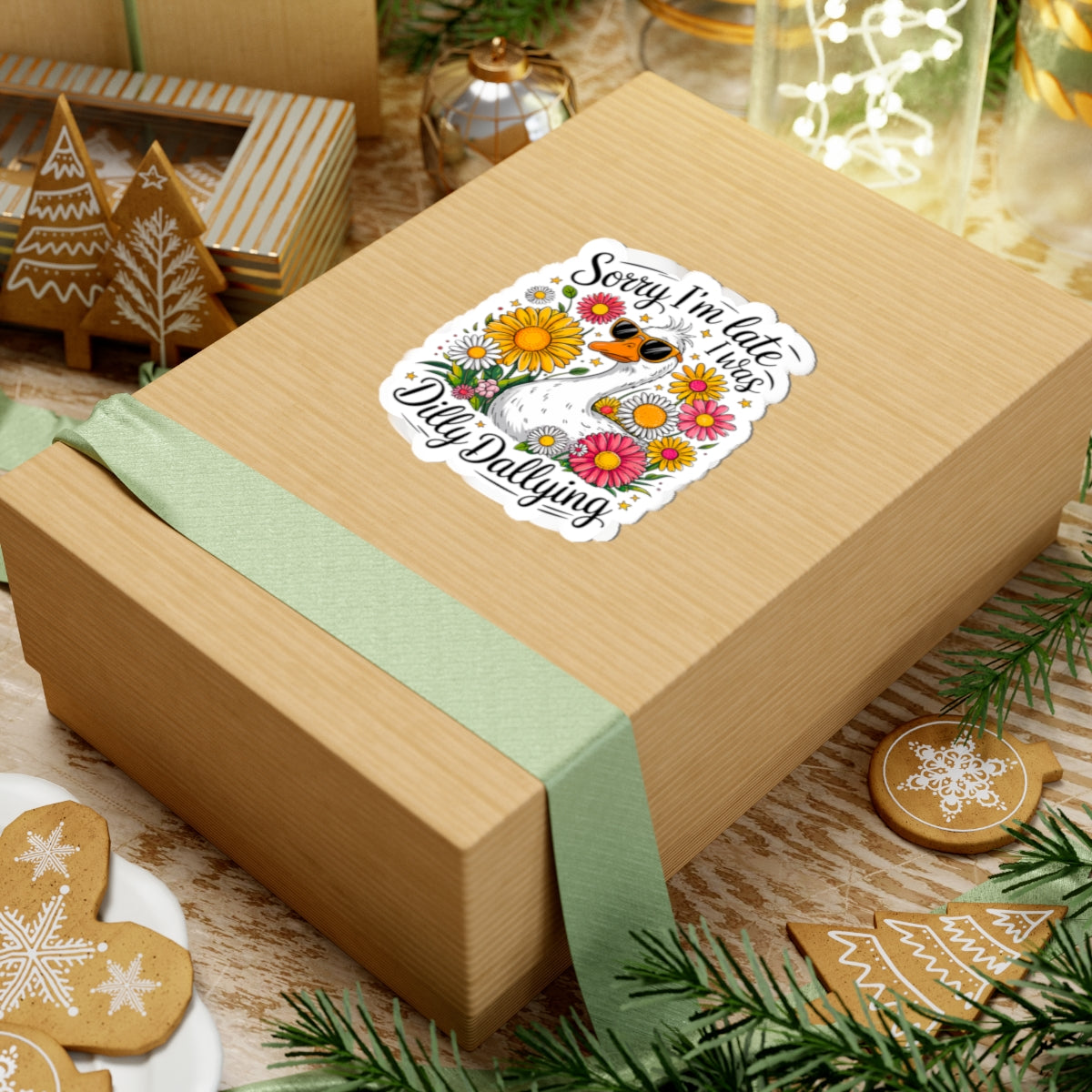 Sorry I’m Late I Was Dilly Dallying Sticker — Cute Duck Floral Vinyl Sticker