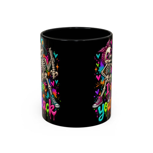 "I’ve Got Your Back" Skeleton Coffee Mug — Colorful Gothic Accent 11/15oz
