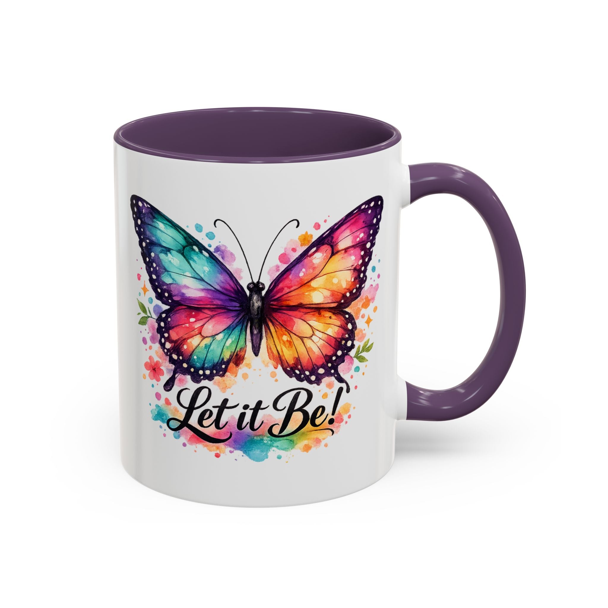 Let It Be Butterfly Accent Coffee Mug — Colorful Inspirational 11/15oz