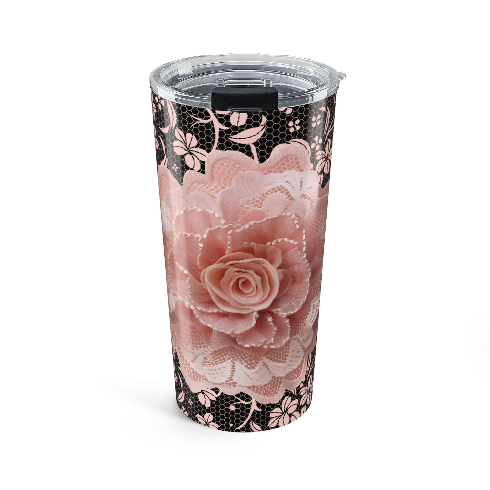20oz Floral Lace Tumbler - Pink Rose Pattern Travel Cup