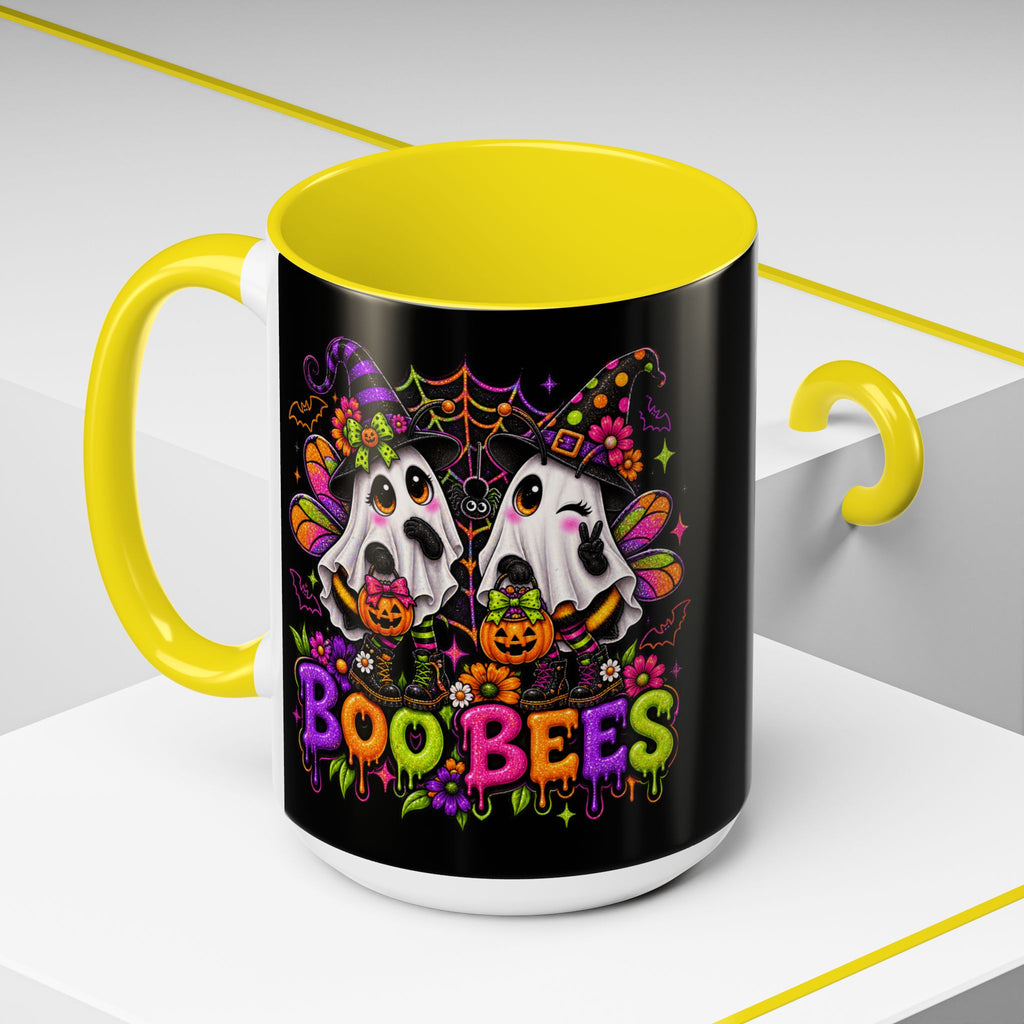 Halloween Boo Bees Coffee Mug — Cute Ghost Bees with Pumpkins