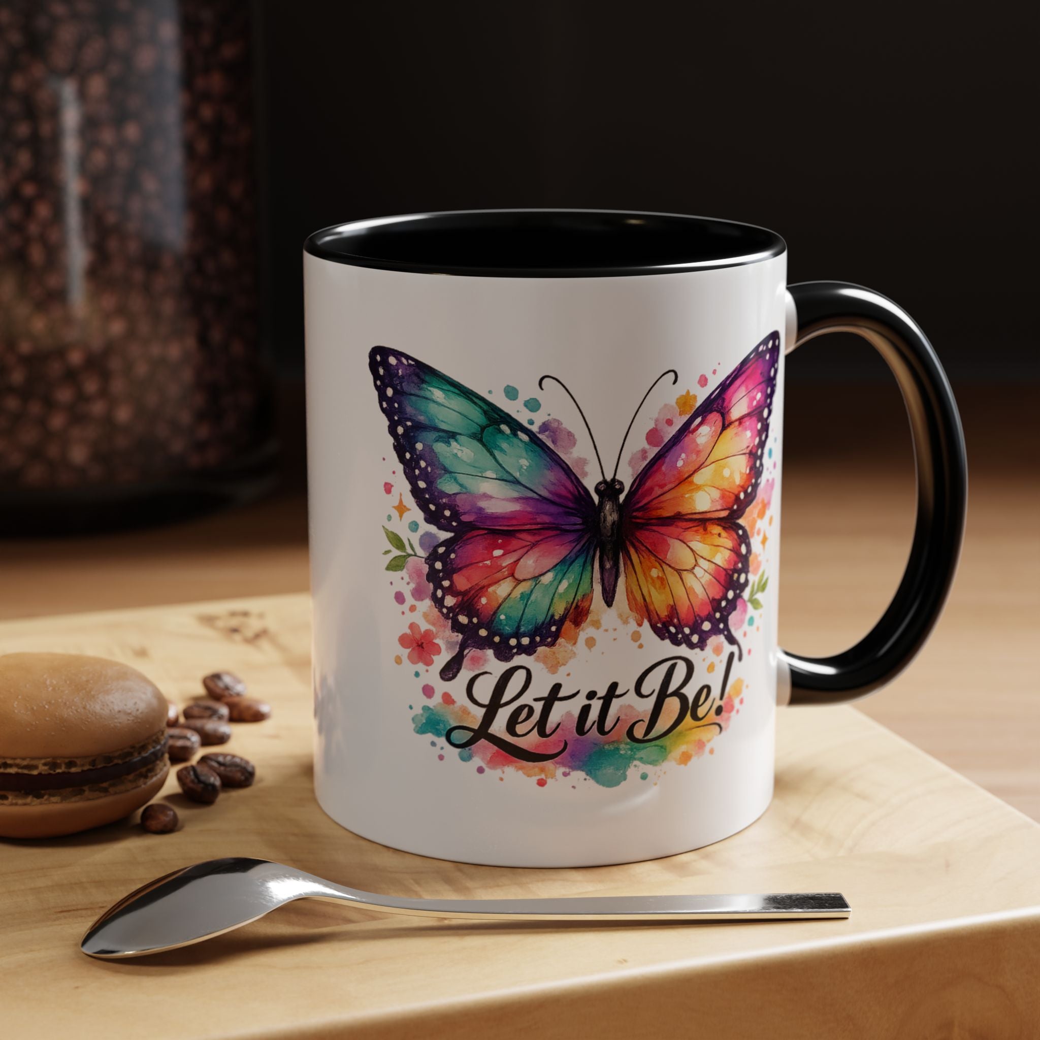 Let It Be Butterfly Accent Coffee Mug — Colorful Inspirational 11/15oz