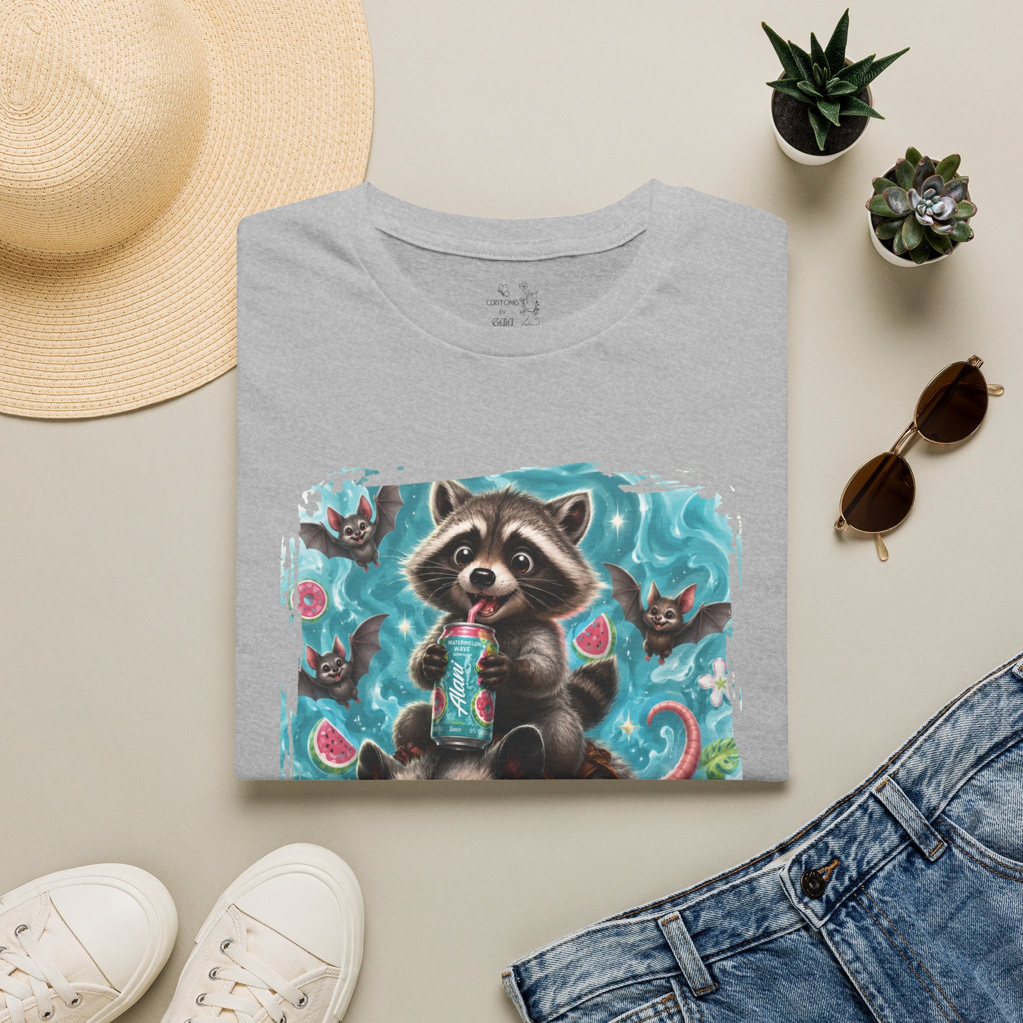 Raccoon Watermelon Summer T-Shirt — Cute Animal Graphic Tee