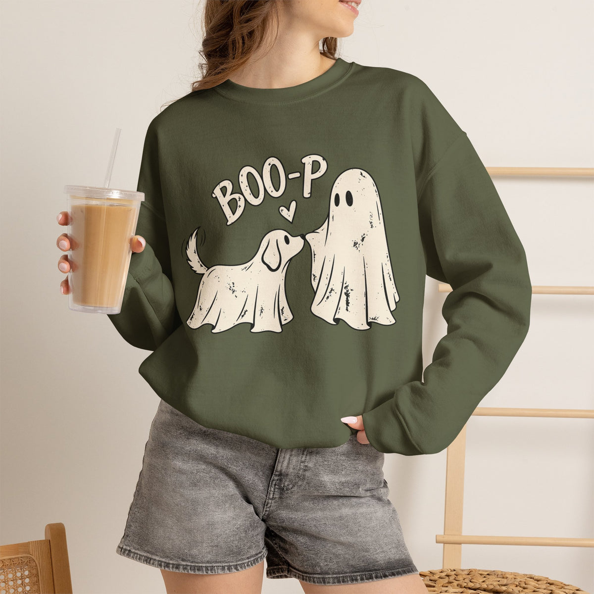 Boo-p Dog & Ghost Halloween Sweatshirt