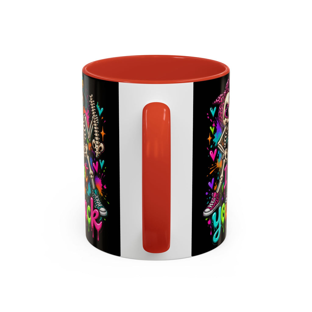 "I’ve Got Your Back" Skeleton Coffee Mug — Colorful Gothic Accent 11/15oz