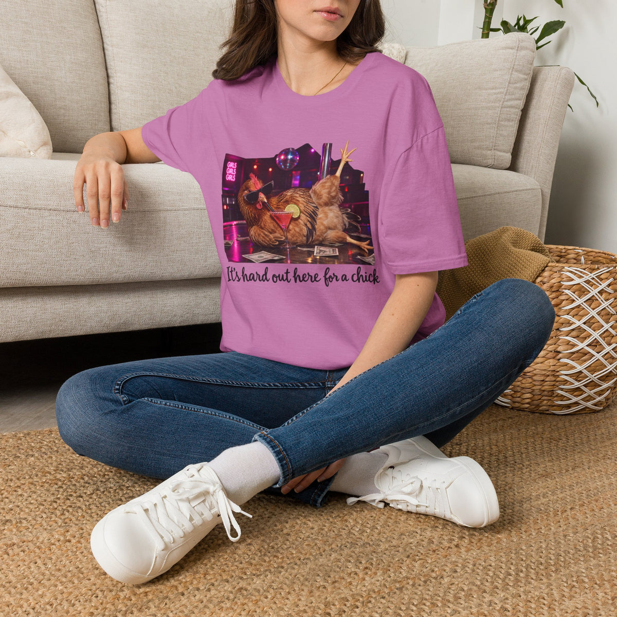 T-Shirt — "It's Hard Out Here for a Chick" Chicken Comedy Tee