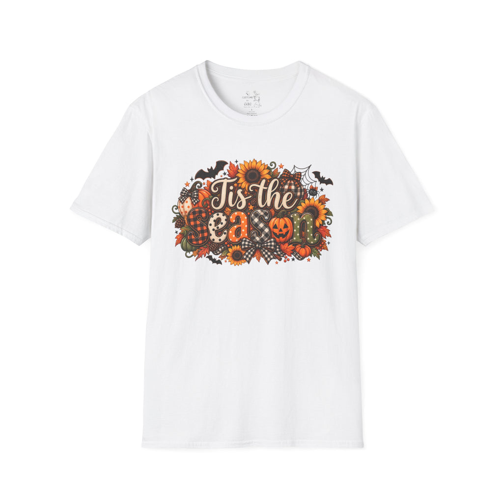 Halloween T-Shirt — "Tis the Season" Pumpkin & Sunflower Fall Graphic