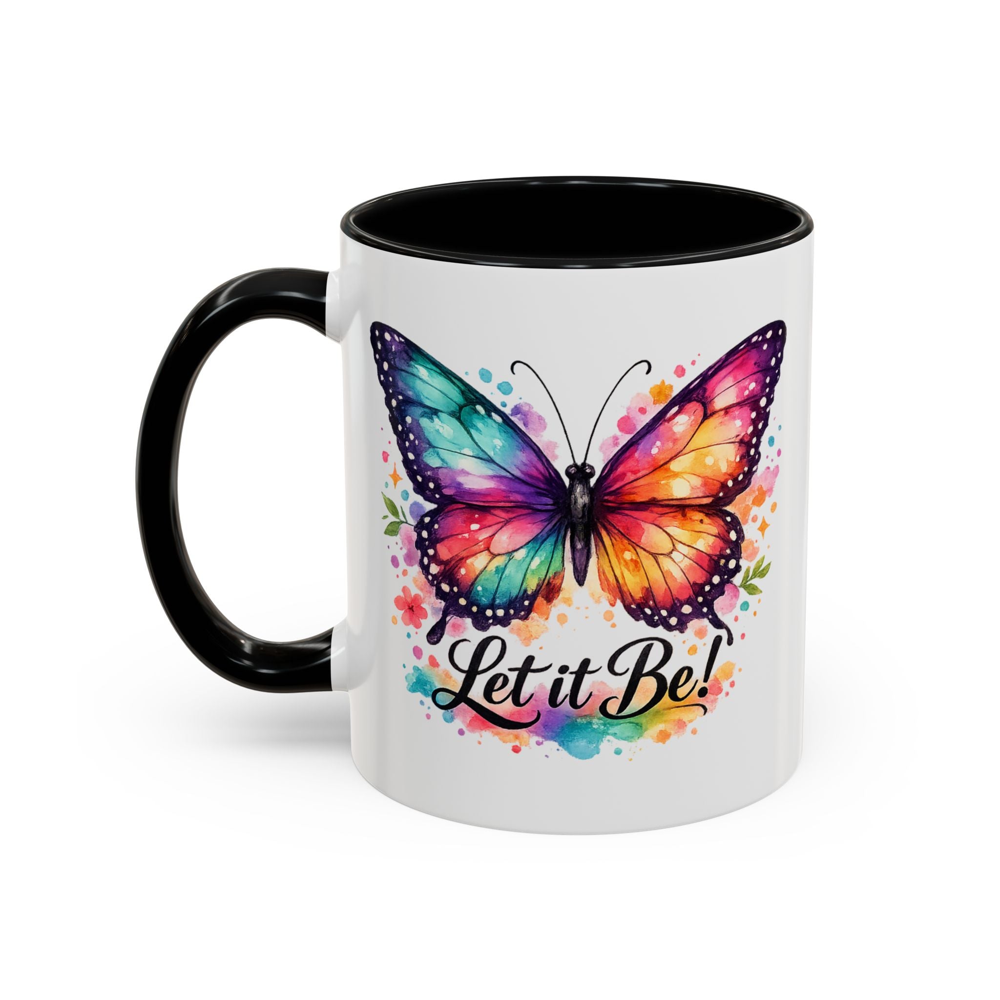 Let It Be Butterfly Accent Coffee Mug — Colorful Inspirational 11/15oz