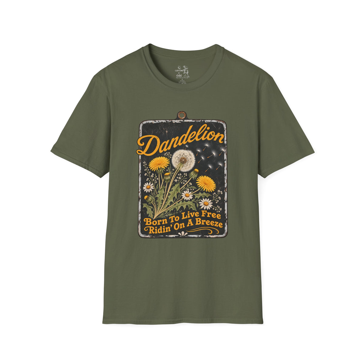 Dandelion Tee — "Born To Live Free, Ridin' On A Breeze" Vintage Floral T-Shirt