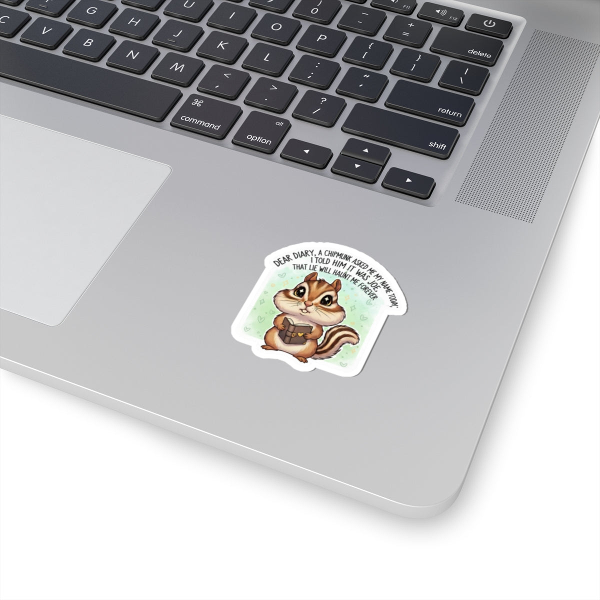 Cute Chipmunk Sticker — "Dear Diary, a Chipmunk Asked Me My Name Today" Kiss-Cut Sticker