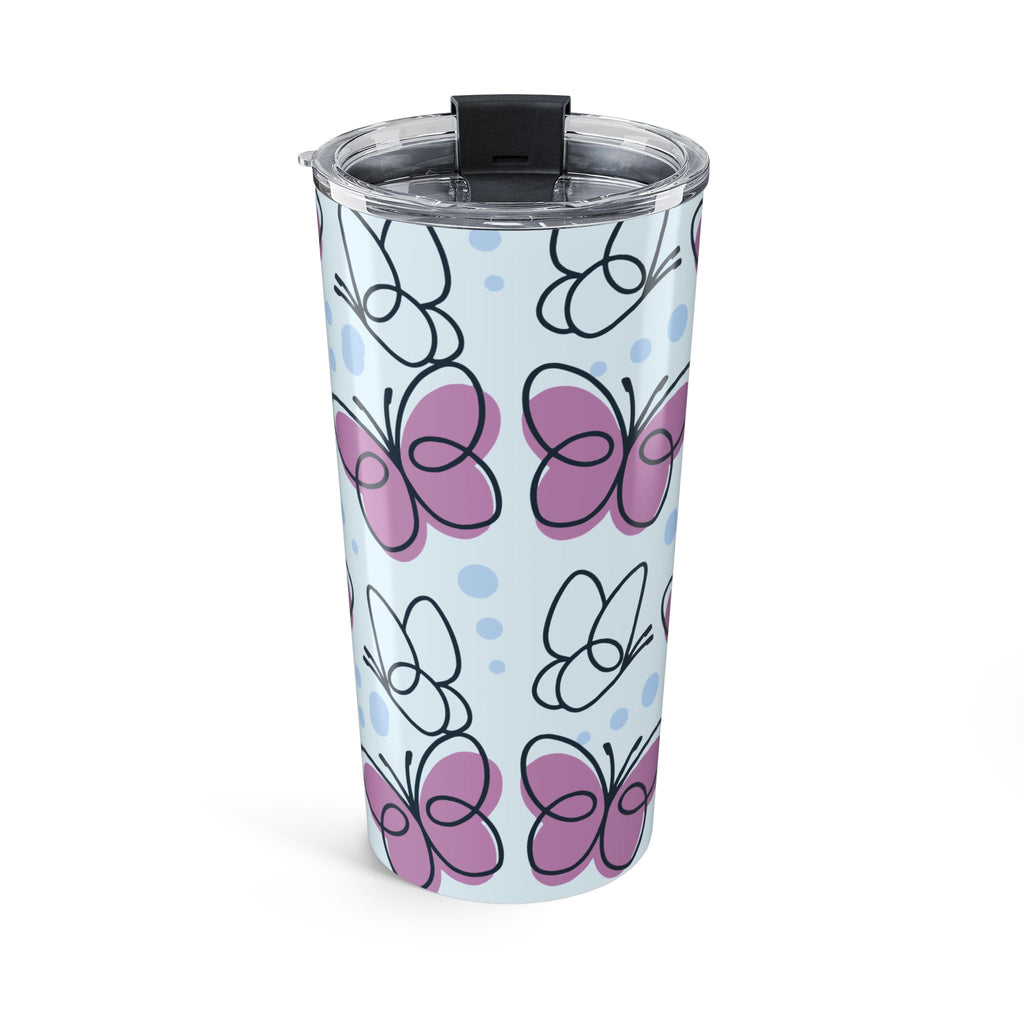 20oz Butterfly Pattern Tumbler – Pink & Blue Travel Cup