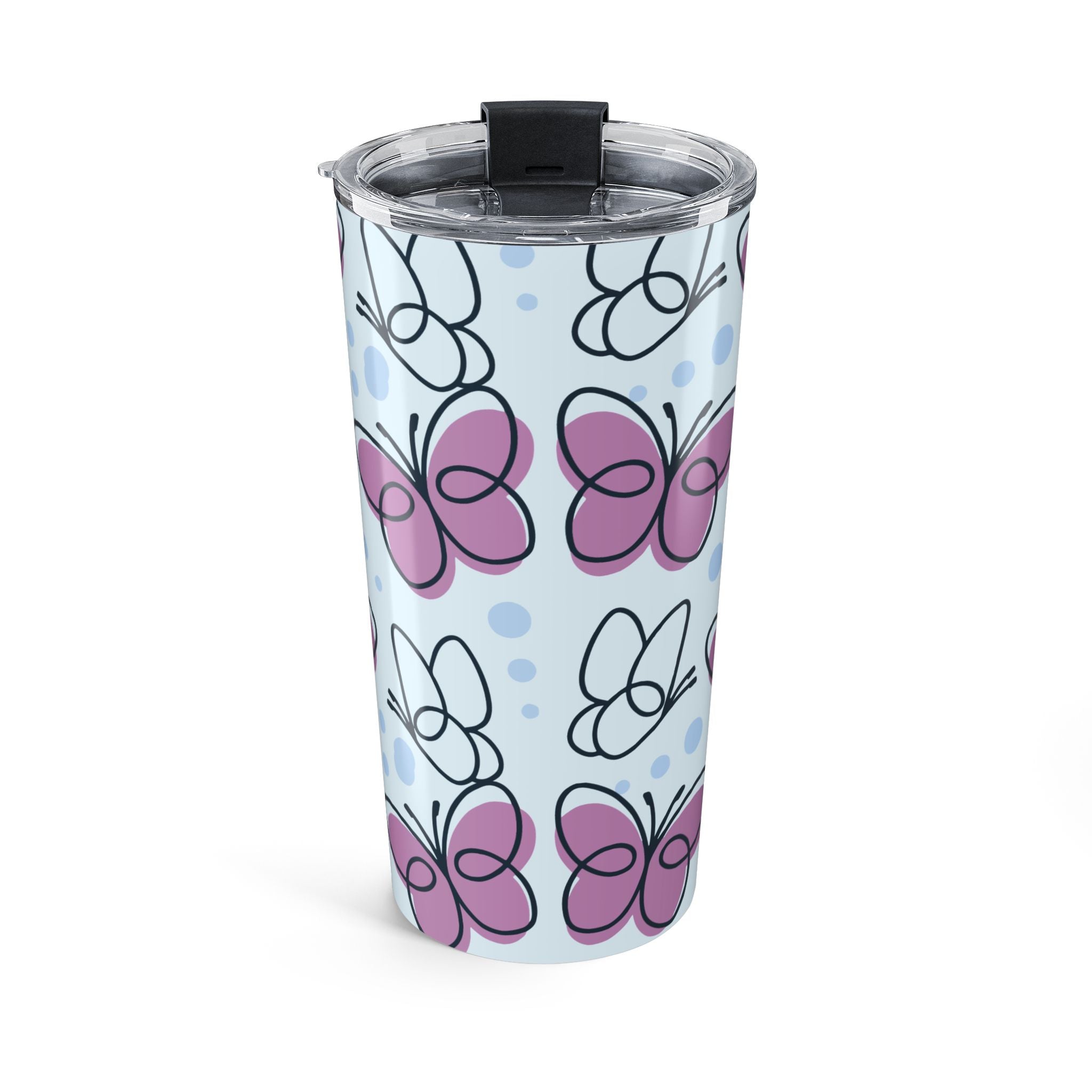 20oz Butterfly Pattern Tumbler – Pink & Blue Travel Cup