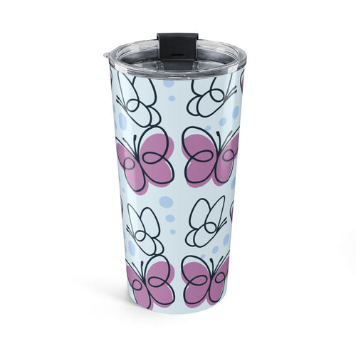 20oz Butterfly Pattern Tumbler – Pink & Blue Travel Cup