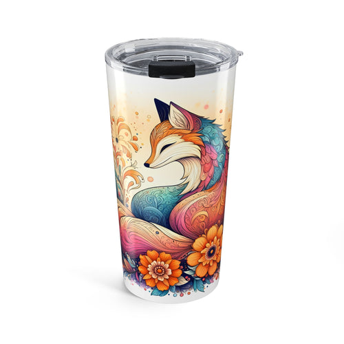 20oz Fox Tumbler – Colorful Floral Fox Stainless Steel Travel Cup