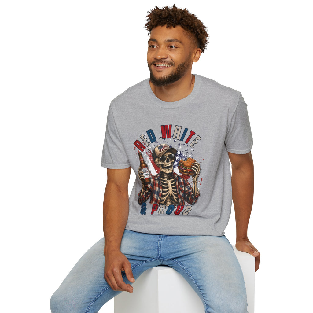 Patriotic Skull T-Shirt — "Red White & Proud" Independence Day Tee