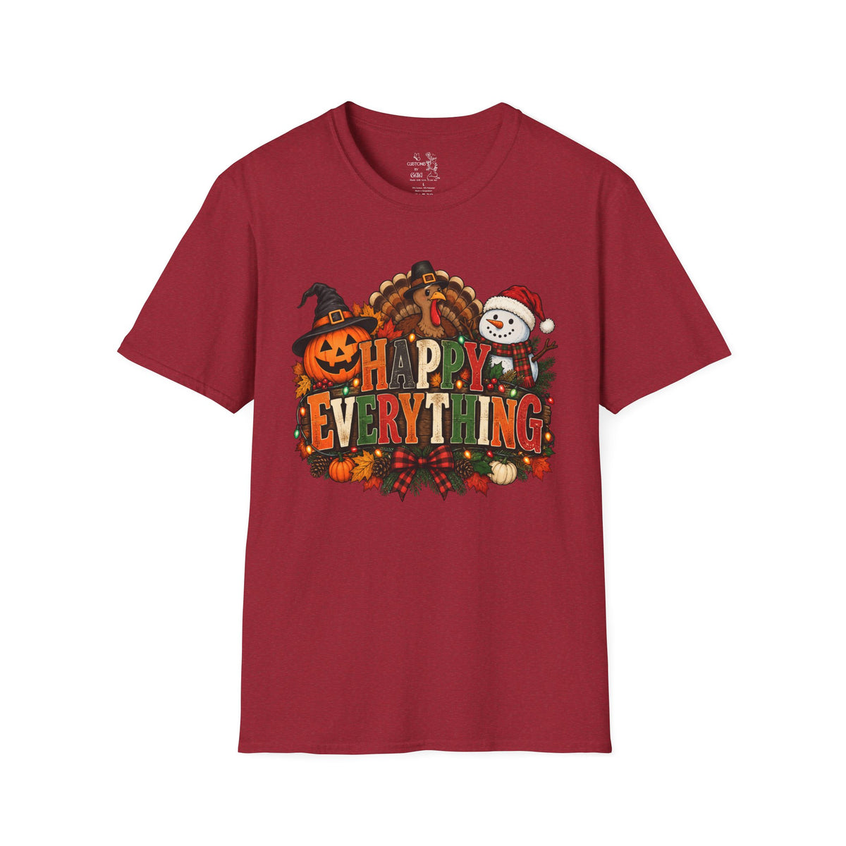 Holiday 'Happy Everything' T-Shirt — Thanksgiving, Halloween & Christmas Graphic Tee