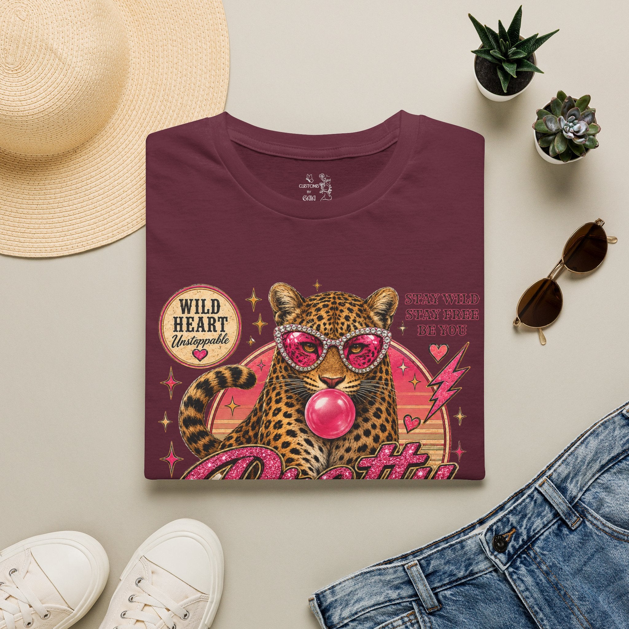 Leopard 'Pretty Savage' Graphic T-Shirt — Retro Wild Heart Design