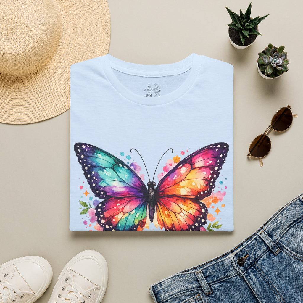 Butterfly "Let It Be" T-Shirt — Colorful Watercolor Wings Graphic Tee